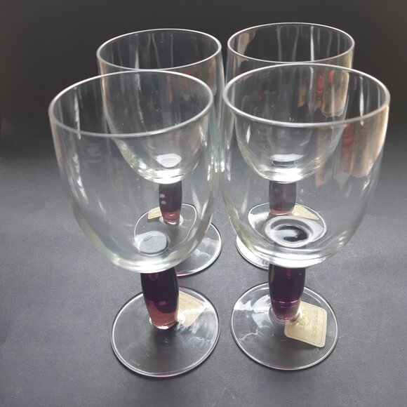 Lenox Crystal Avalon Amethyst Water Wine Goblets Stem Glasses Set of 4 New Cond. - Picture 9 of 15